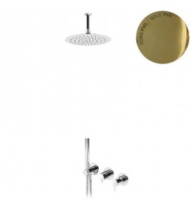 ----Bruma Leaf2 Bateria natryskowa podtynkowa z deszczownicą Ø 250 sufitową Gold PVD 1675822PO