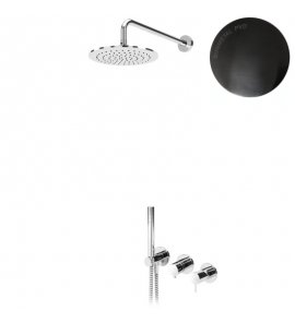   Bruma Leaf2 Bateria natryskowa podtynkowy z deszczownicą Ø 250 mm i zestawem natryskowym Gunmetal PVD 1673616GM W MAGAZYNIE!!