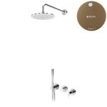 Bruma Leaf2 Bateria natryskowa podtynkowy z deszczownicą Ø 250 mm i zestawem natryskowym Sunset 1673616SS