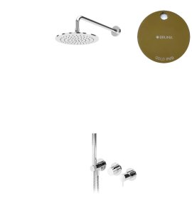 Bruma Leaf2 Bateria natryskowa podtynkowy z deszczownicą Ø 250 mm i zestawem natryskowym Gold PVD 1673616PO