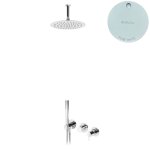 Bruma Leaf2 Bateria natryskowa podtynkowa z deszczownicą Ø 230 sufitową Pure White 1673714PW