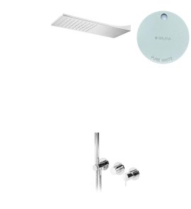 Bruma Leaf2 Bateria natryskowa podtynkowy z deszczownicą ścienną Pure White 1673630PW