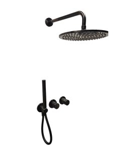   Bruma Leaf2 Bateria natryskowa podtynkowy z deszczownicą Ø25 i zestawem natryskowym Gunmetal 1673616GM W MAGAZYNIE!!