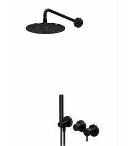 Bruma Leaf2 Bateria natryskowa podtynkowy z deszczownicą Ø25 i zestawem natryskowym Gunmetal PVD 1673616GM