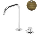 Bruma Leaf2 Bateria umywalkowa 2-otworowa bez korka, montowana na blacie Old Brass / Vieux Laiton 1670025LE