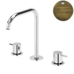 Bruma Leaf2 Bateria umywalkowa 3-otworowa bez korka, montowana na blacie Old Brass / Vieux Laiton 1670029LE