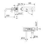 Bruma Leaf2 Bateria umywalkowa podtynkowa 150 mm Sunset 1670130SS