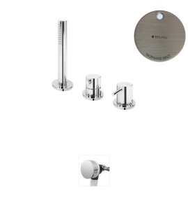 Bruma Leaf2 Bateria wannowo-natryskowa stojąca z wylewką w przelewie Morning Mist 1675212MM