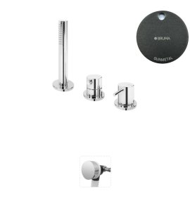 Bruma Leaf2 Bateria wannowo-natryskowa stojąca z wylewką w przelewie Gunmetal 1675212MG