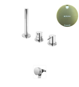 Bruma Leaf2 Bateria wannowo-natryskowa stojąca z wylewką w przelewie Sunrise 1675212SR