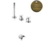 Bruma Leaf2 Bateria wannowo-natryskowa stojąca z wylewką w przelewie Old Brass / Vieux Laiton 1675212LE