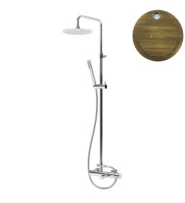 Bruma Leaf2 Bateria wannowo-natryskowa ścienna z deszczownicą Ø 300 mm Old Brass / Vieux Laiton 1672832LE