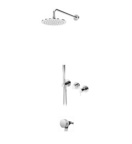 Bruma Leaf2 Bateria wannowo-natryskowa podtynkowy z deszczownicą Ø 250 mm i wylewką w odpływie Chrom 1673643CR