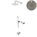 Bruma Leaf2 Bateria wannowo-natryskowa podtynkowy z deszczownicą Ø 250 mm i wylewką w odpływie Morning Mist 1673643MM