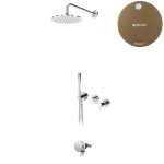 Bruma Leaf2 Bateria wannowo-natryskowa podtynkowy z deszczownicą Ø 250 mm i wylewką w odpływie Sunset 1673643SS