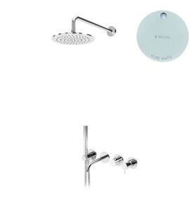 Bruma Leaf2 Bateria wannowo-natryskowa podtynkowy z deszczownicą Ø 250 mm Pure White 1672403PW