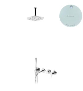 Bruma Leaf2 Bateria wannowo-natryskowa podtynkowy z deszczownicą sufitową Ø 250 mm Pure White 1672503PW