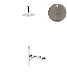Bruma Leaf2 Bateria wannowo-natryskowa podtynkowy z deszczownicą sufitową Ø 250 mm Morning Mist 1672503MM