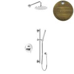 Bruma Leaf2 Zestaw natryskowa podtynkowy z deszczownicą Ø 250 mm i słuchawką na drążku Old Brass / Vieux Laiton 1673742LE