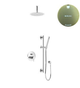 Bruma Leaf2 Zestaw natryskowa podtynkowy z deszczownicą sufitową Ø 250 mm i słuchawką na drążku Sunrise 1673746SR