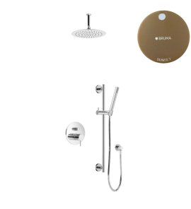 Bruma Leaf2 Zestaw natryskowa podtynkowy z deszczownicą sufitową Ø 250 mm i słuchawką na drążku Sunset 1673746SS