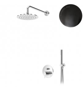 ---Bruma Leaf2 Zestaw prysznicowy podtynkowy z deszczownicą ścienna Ø 250 mm i słuchawką Gunmetal PVD 1677222GM