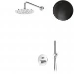 ---Bruma Leaf2 Zestaw prysznicowy podtynkowy z deszczownicą ścienna Ø 250 mm i słuchawką Gunmetal PVD 1677222GM