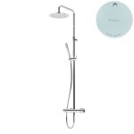 Bruma Leaf2 Zestaw prysznicowy ścienny z regulowaną wysokością deszczownicy Ø 230 mm Pure White 1676502PW