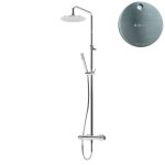 Bruma Leaf2 Zestaw prysznicowy ścienny z regulowaną wysokością deszczownicy Ø 250 mm Satinox 1676522ST