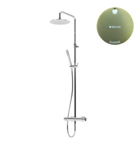 Bruma Leaf2 Zestaw prysznicowy ścienny z regulowaną wysokością deszczownicy Ø 250 mm Sunrise 1676522SR