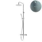 Bruma Leaf2 Zestaw prysznicowy ścienny z regulowaną wysokością deszczownicy Ø 300 mm Satinox 1676532ST