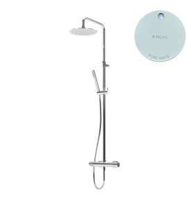 Bruma Leaf2 Zestaw prysznicowy ścienny z regulowaną wysokością deszczownicy Ø 300 mm Pure White 1676532PW