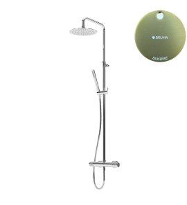 Bruma Leaf2 Zestaw prysznicowy ścienny z regulowaną wysokością deszczownicy Ø 300 mm Sunrise 1676532SR