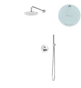 Bruma Leaf2 Zestaw prysznicowy podtynkowy z deszczownicą ścienna Ø 230 mm i słuchawką Pure White 1677202PW