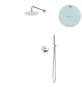 Bruma Leaf2 Zestaw prysznicowy podtynkowy z deszczownicą ścienna Ø 250 mm i słuchawką Pure White 1677222PW