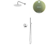 Bruma Leaf2 Zestaw prysznicowy podtynkowy z deszczownicą ścienna Ø 250 mm i słuchawką Sunrise 1677222SR