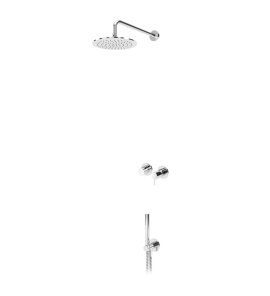 Bruma Leaf2 Zestaw prysznicowy podtynkowy z deszczownicą ścienną Ø 230 mm ze słuchawką Chrom 1673603CR