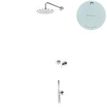 Bruma Leaf2 Zestaw prysznicowy podtynkowy z deszczownicą ścienną Ø 300 mm ze słuchawką Pure White 1673609PW