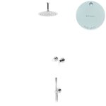 Bruma Leaf2 Zestaw prysznicowy podtynkowy z deszczownicą sufitową Ø 250 mm ze słuchawką Pure White 1673705PW