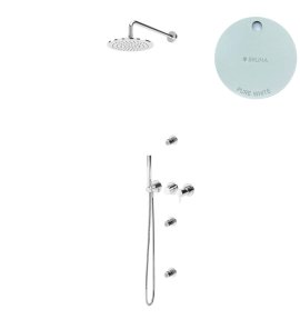 Bruma Leaf2 Zestaw prysznicowy podtynkowy z deszczownicą ścienną Ø 250 mm i 3 dysze podtynkowe Pure White 1673635PW