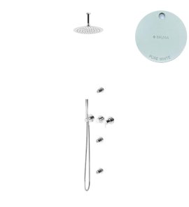 Bruma Leaf2 Zestaw prysznicowy podtynkowy z deszczownicą Ø 250 mm i 3 dysze podtynkowe Pure White 1673734PW