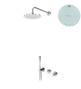 Bruma Leaf3 Bateria natryskowa podtynkowy z deszczownicą Ø 250 mm i zestawem natryskowym Pure White 1673617PW