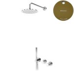 Bruma Leaf3 Bateria natryskowa podtynkowy z deszczownicą Ø 250 mm i zestawem natryskowym Gold PVD 1673617PO