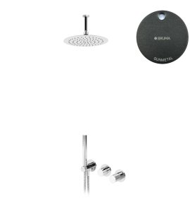 Bruma Leaf3 Bateria natryskowa podtynkowa z deszczownicą Ø 250 sufitową Gunmetal 1673717MG