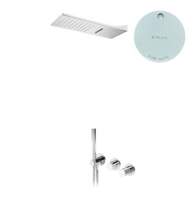 Bruma Leaf3 Bateria natryskowa podtynkowy z deszczownicą ścienną Pure White 1673627PW