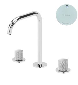 Bruma Leaf3 Bateria umywalkowa 3-otworowa bez korka, montowana na blacie Pure White 1670030PW