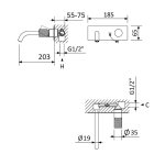 Bruma Leaf3 Bateria umywalkowa podtynkowa 200 mm Sunset PVD 1670132PS