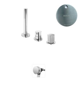 Bruma Leaf3 Bateria wannowo-natryskowa stojąca z wylewką w przelewie Satinox 1672002ST