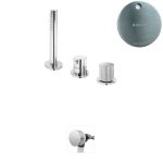 Bruma Leaf3 Bateria wannowo-natryskowa stojąca z wylewką w przelewie Satinox 1672002ST