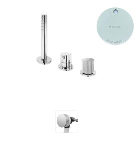 Bruma Leaf3 Bateria wannowo-natryskowa stojąca z wylewką w przelewie Pure White 1672002PW